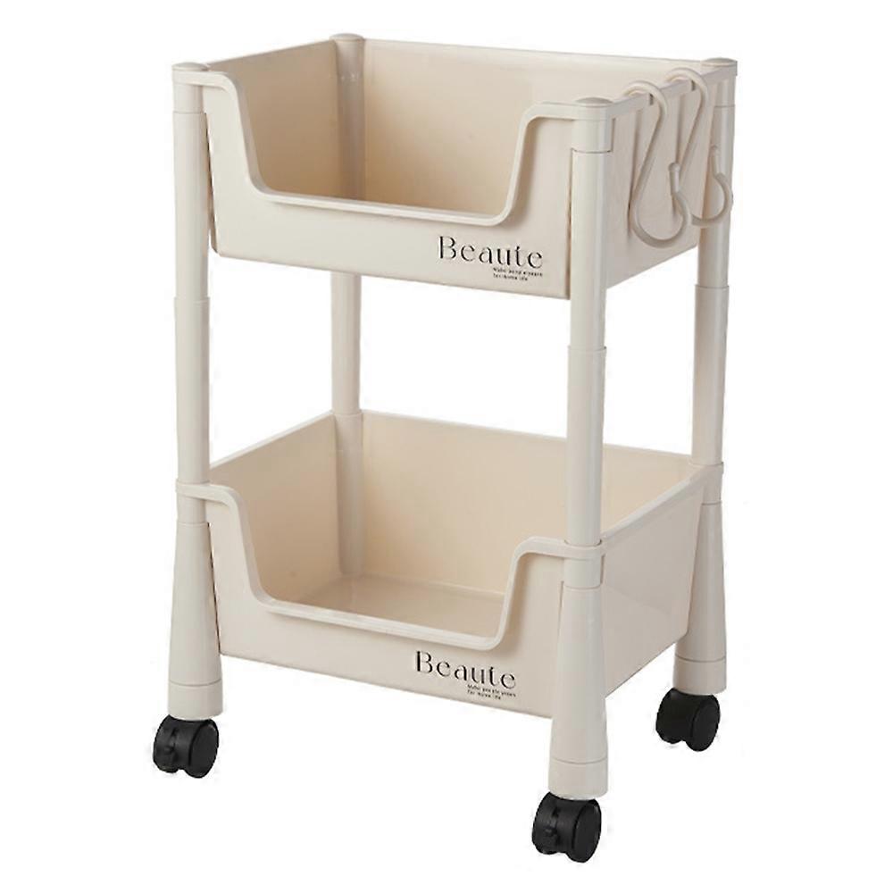 2 Tier Rolling Storage Rack Under Desk Organizer with Wheels for Home Dormitory