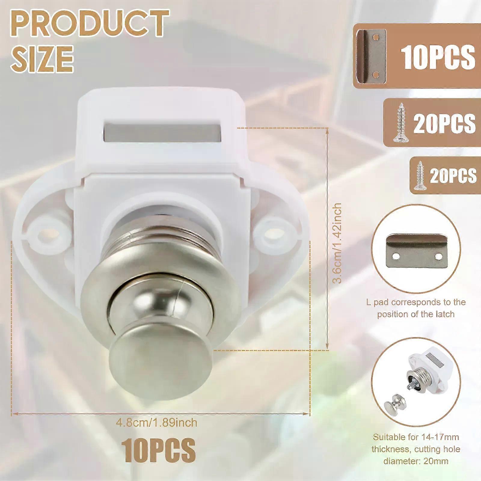 10PCS/Set Push Button Latch Cabinet Door Catch Keyless Cupboard Locks for RV Yachts Motorhome Camper Caravan for Home Safety