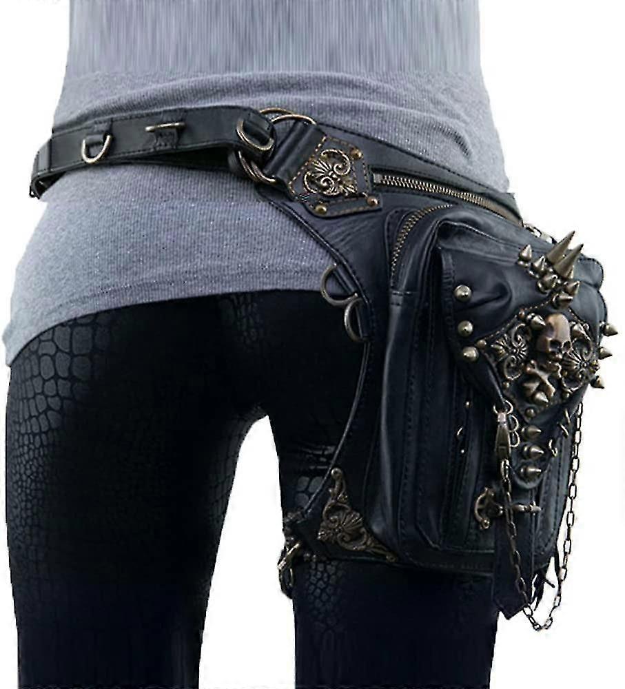 Conly Rock Leather Shoulder Bag Vintage Gothic Retro Steampunk Waist Pack Shoulder Bag Borsa a tracolla Leg Purse