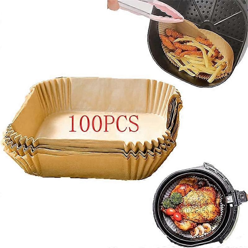 100Pcs Air Fryer Paper Liner, Non-Stick Air Fryer Liners, Square Paper, Parchment Paper for Baking
