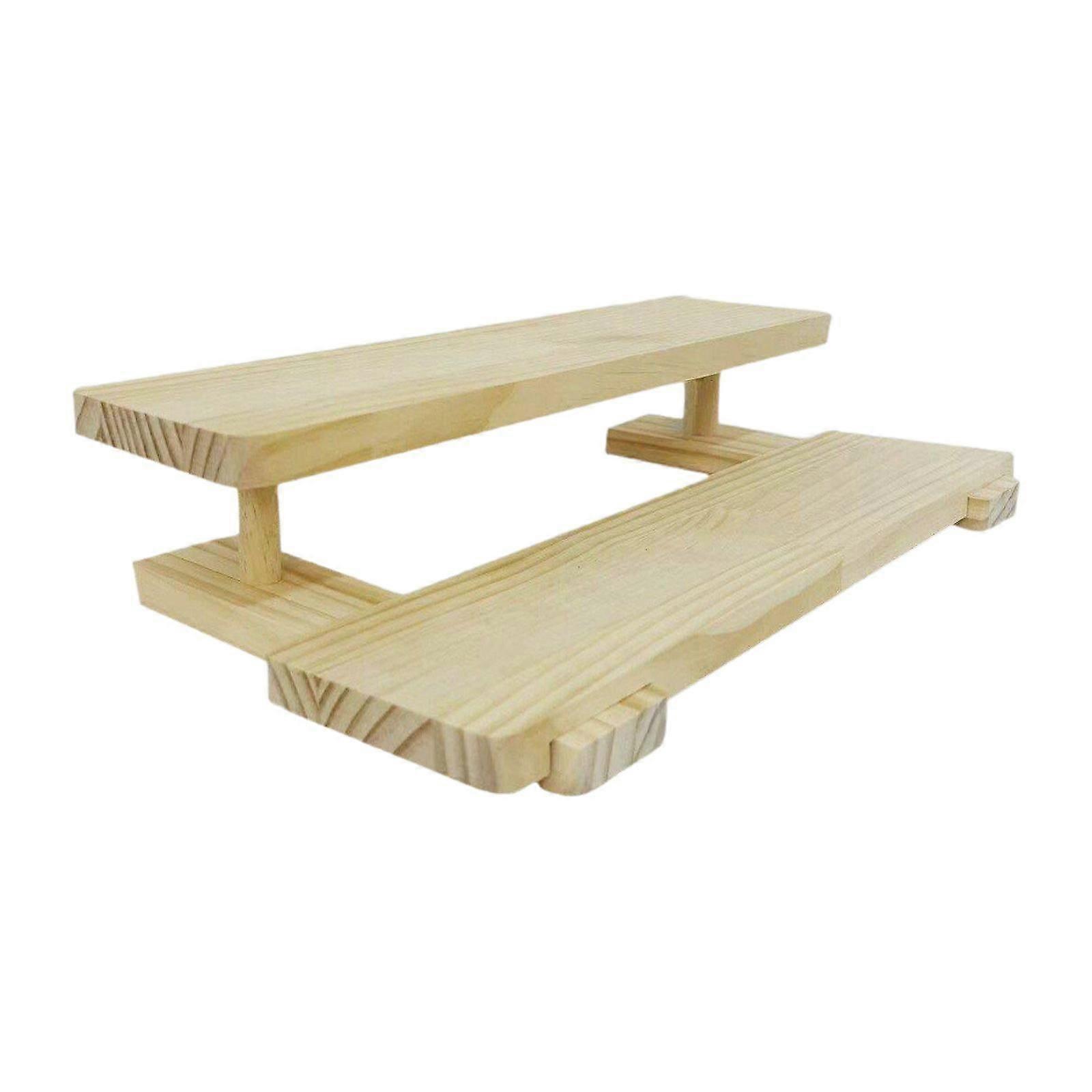 Wooden Storage Shelf Modern Teaware Display Shelf for Ornaments Figures Toys wood and 2 layer