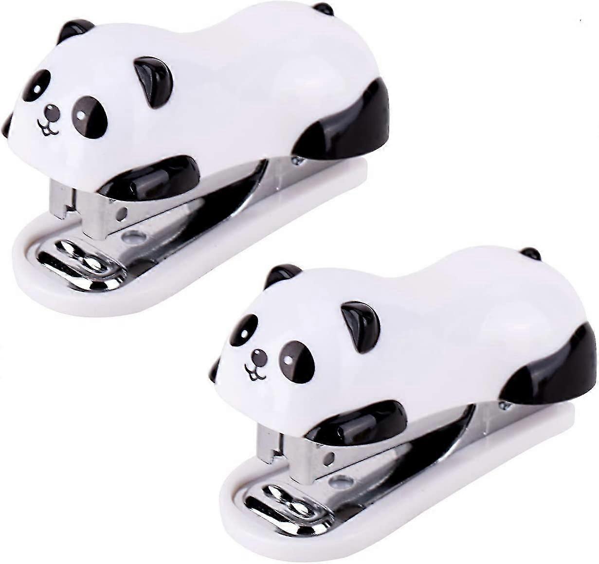 2 Pieces Small Office Stapler, Cute Panda Small Stapler Mini Stapler School Student Stationery