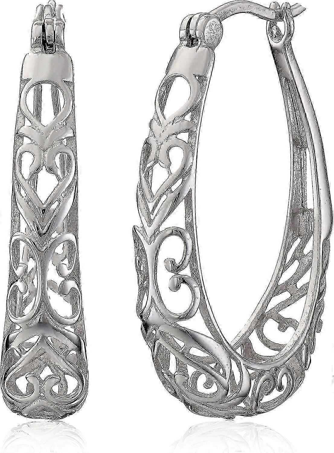Sterling Silver Filigree Hoop Earrings