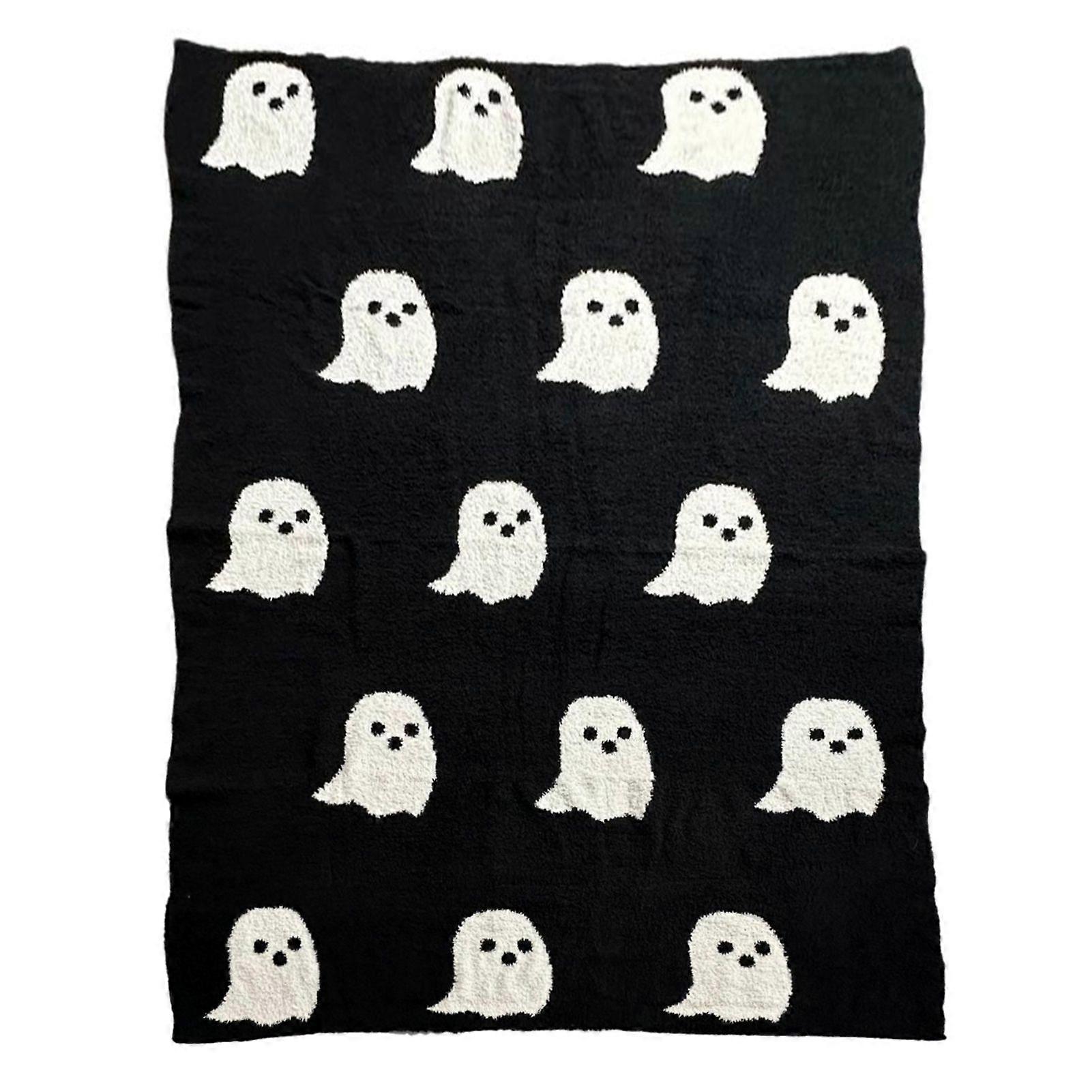 Halloween Ghost Blanket Kawaii Plush Throw Blanket Soft Warm Flannel Multipurpose Blanket for Office Sofa Travel Lightweight Spooky Print Blanket for 