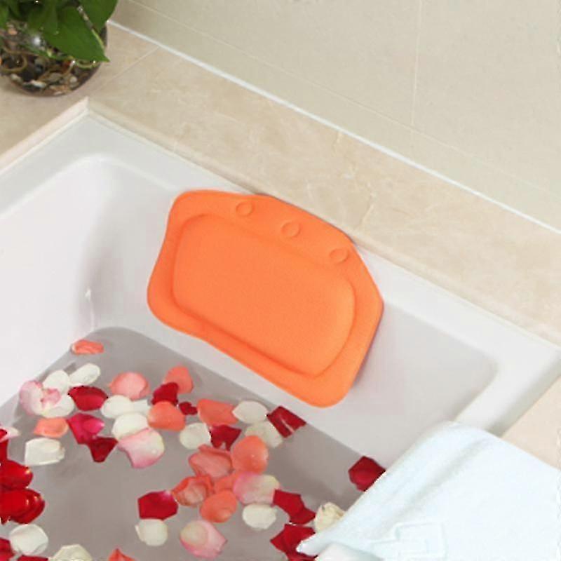 Waterproof PVC Bath Pillow with Suction Cups Headrest Orange