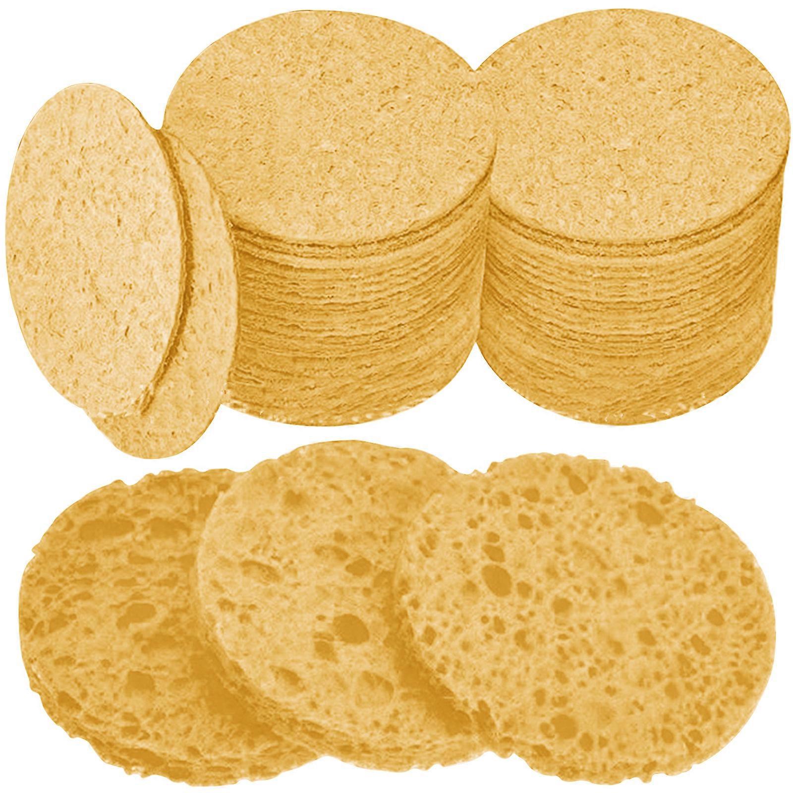 30Count Compressed Facials Sponges for Facials Cleansing Reusable Makeup Remover Pads for Travel and Home Yellow
