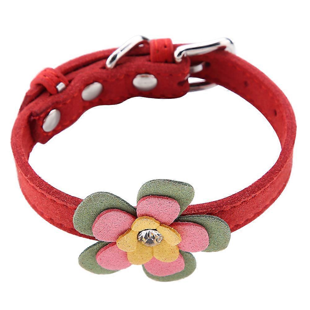 Three-layer Flower Rhinestone Studded Dog Collar Soft PU Pet Necklaces