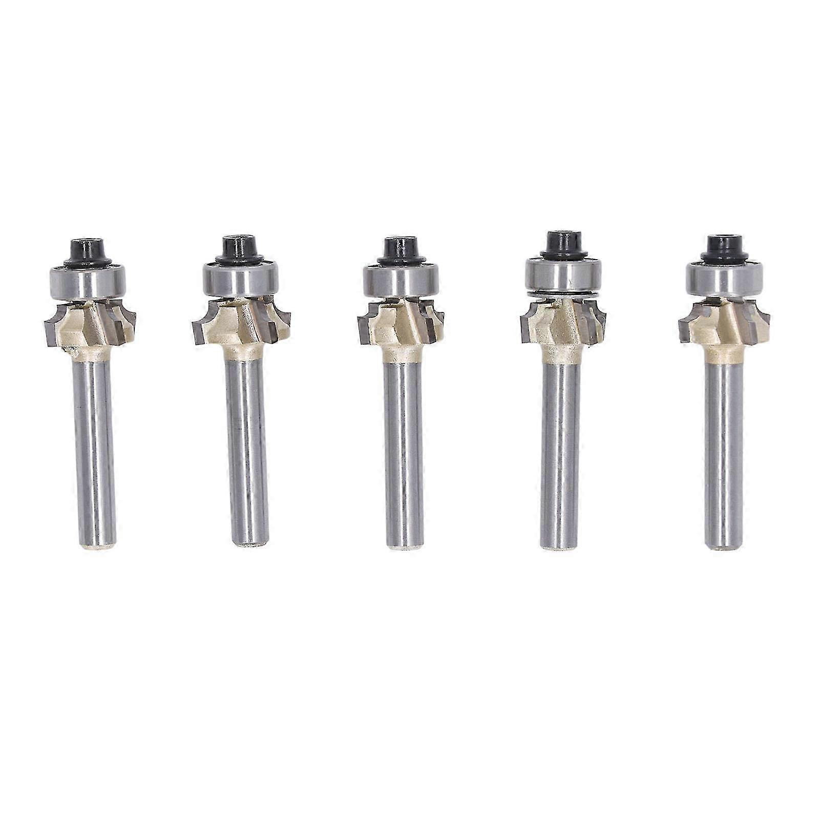 5Pcs Round Over Bit Set 1/4 Shank 4 Flute Corner Edging Router Edge Treatment Grooving Bits Woodworking Chamfering Tools