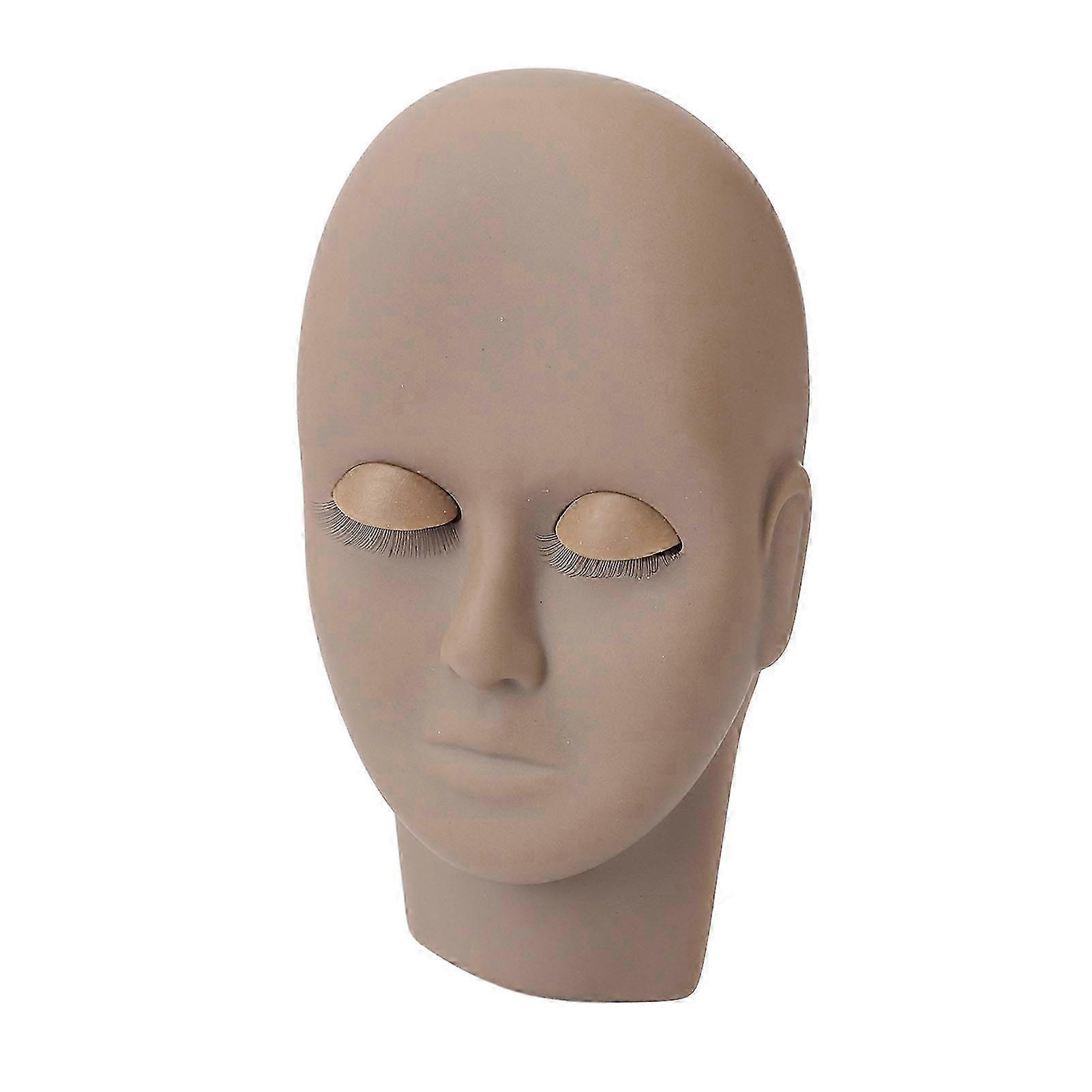 Makeup Face Board Grafting Eyelash Silicone Practice Template Rubber Mannequin Face Training Model Dark Brown