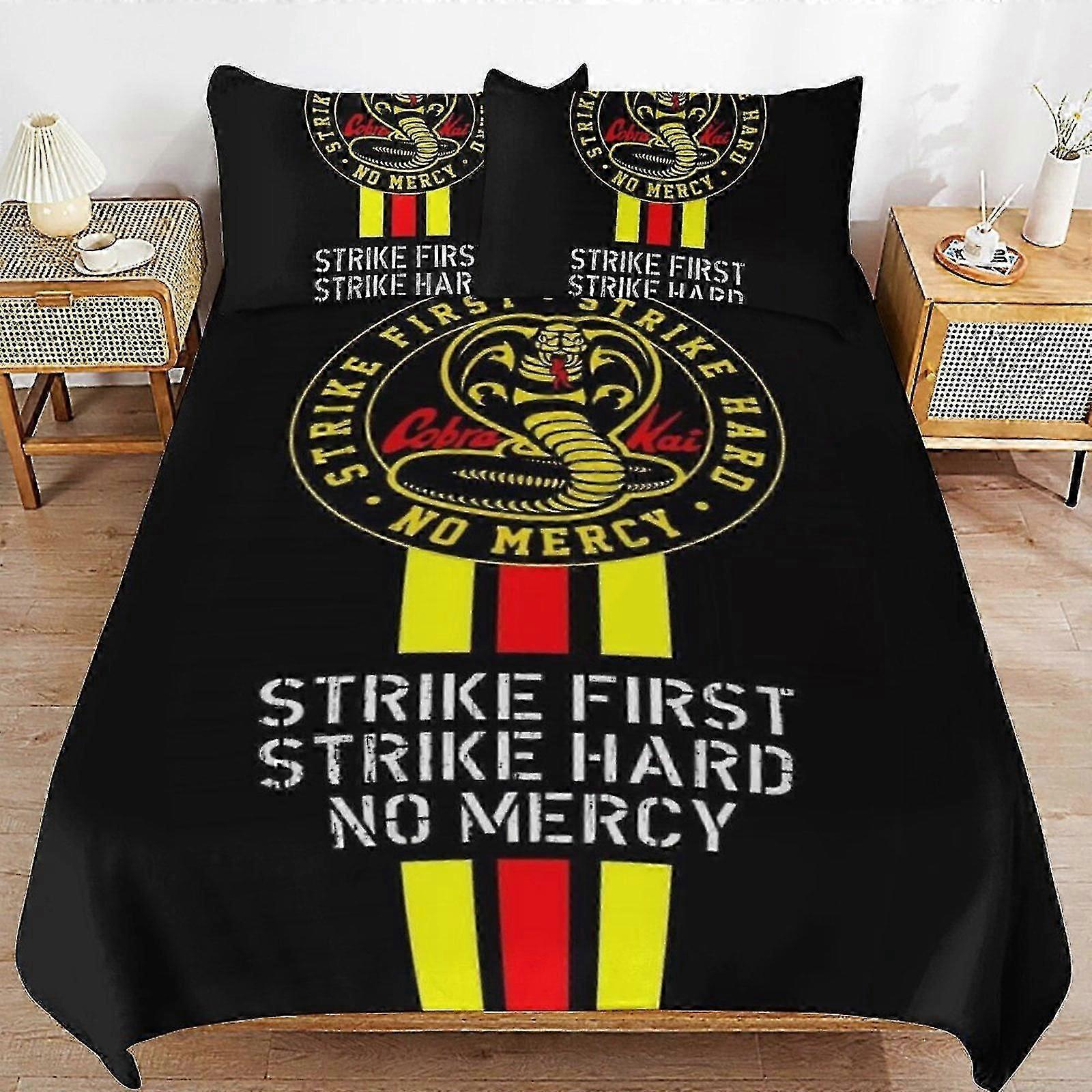 o2804 Lençóis Cobra Kai Conjuntos de Cama Capa de Edredom Conjunto de Edredom Macio Decoração de Cama de Quarto Presentes para Meninos Meninas Adolescentes Crianças 3 Peças com 1 Edredom