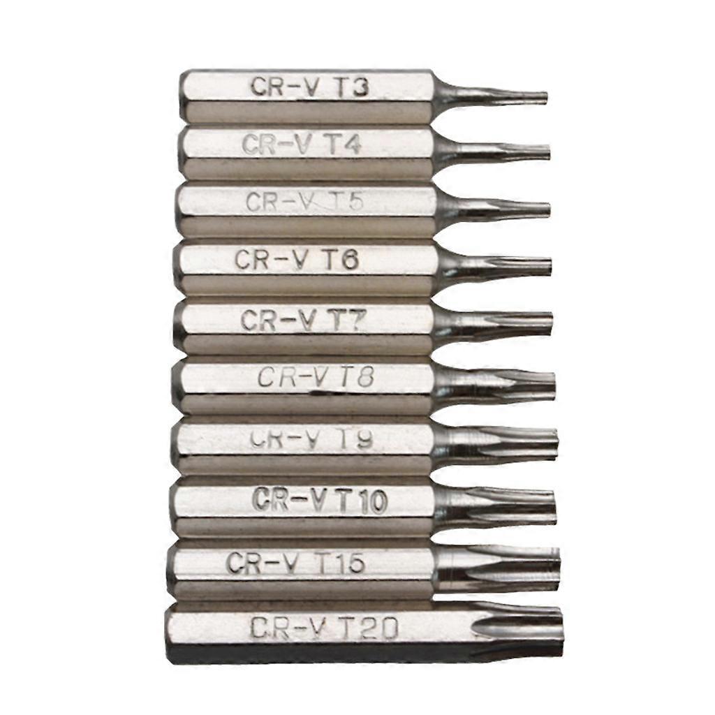 10 STUKS voor CR-V Torx schroevendraaier bits set T3 T4 T5 T6 T7 T8 T9 T10 T15 T20 mobiel zilver