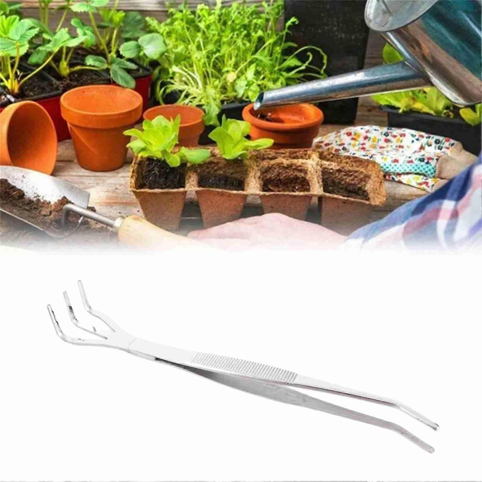Stainless Steel Garden Tweezers 2 in 1 Bonsai Root Rake Stainless Steel Garden Tweezers Garden Tool
