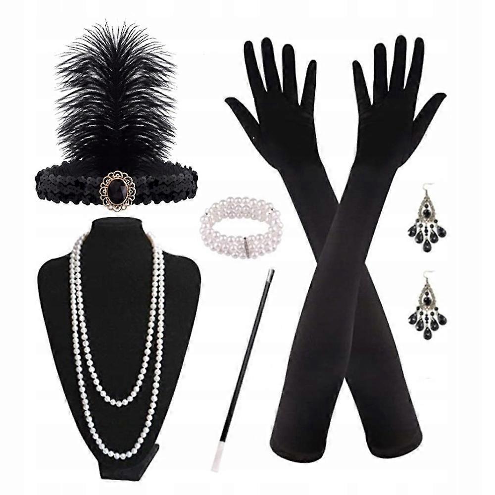 6× Women's Retro Set 1920s Flapper 6 Elements. Carnival Dressing Gloves