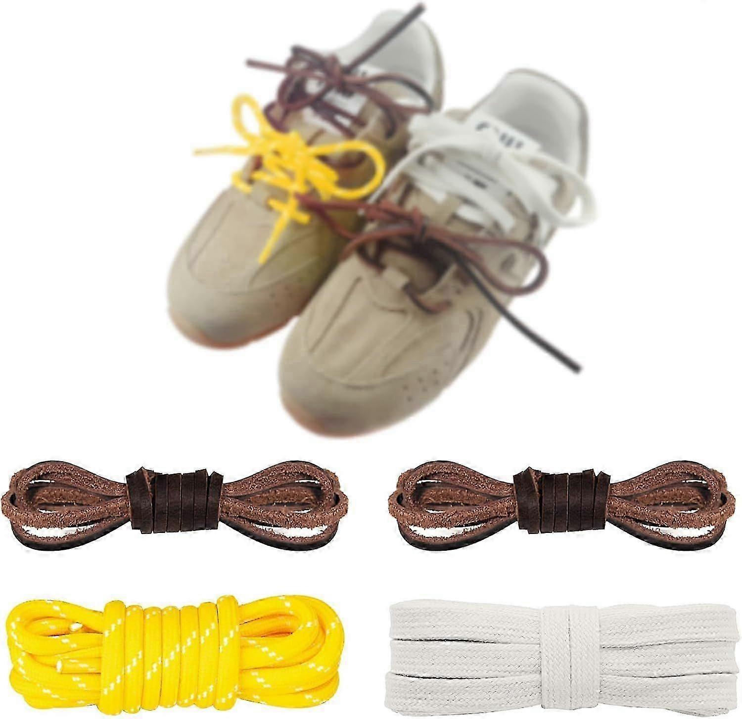 Mixed Color Round Shoe Laces for Miu Miu Fashion Sneaker, Flat Leather Shoelaces