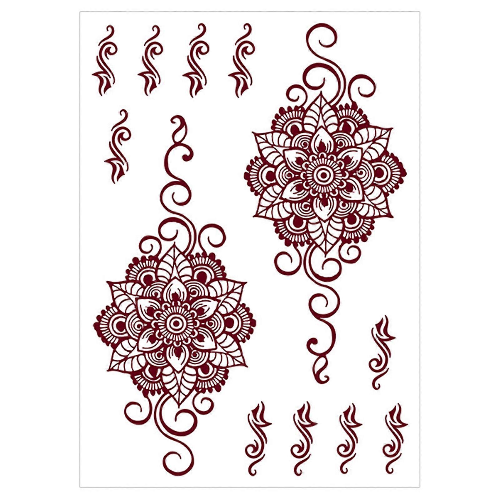 1 Sheet Temporary Tattooing Sticker for Woman Man Finger Hands Cartoon Flower Bohemian Fake Tattooing Stickers