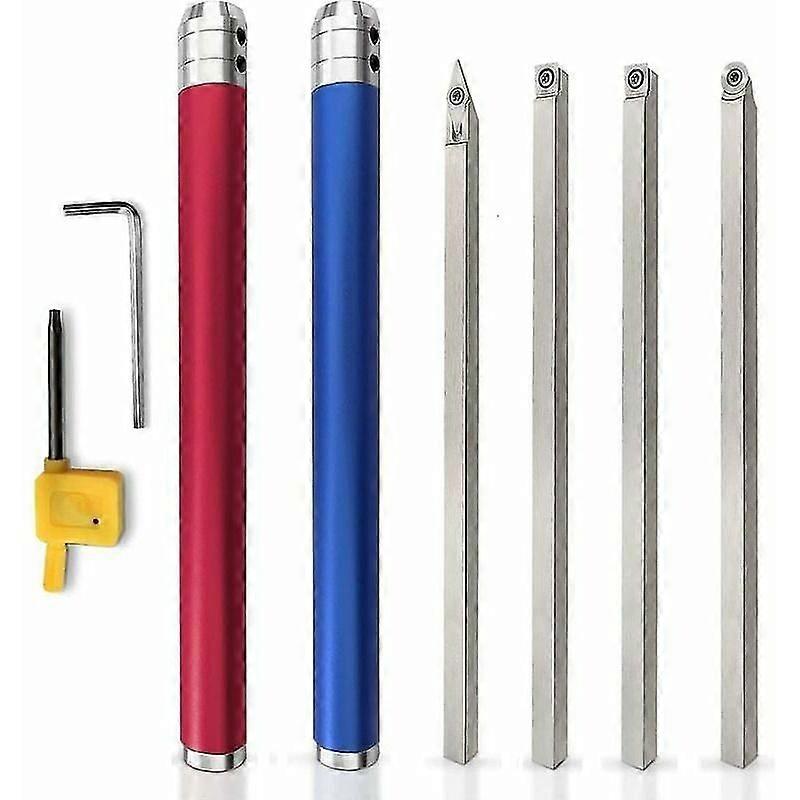 Carbide Wood Turning Tool Set - Wood Lathe Tools with Round, Square and Diamond Inserts, and Interchangeable Aluminum Alloy Handle