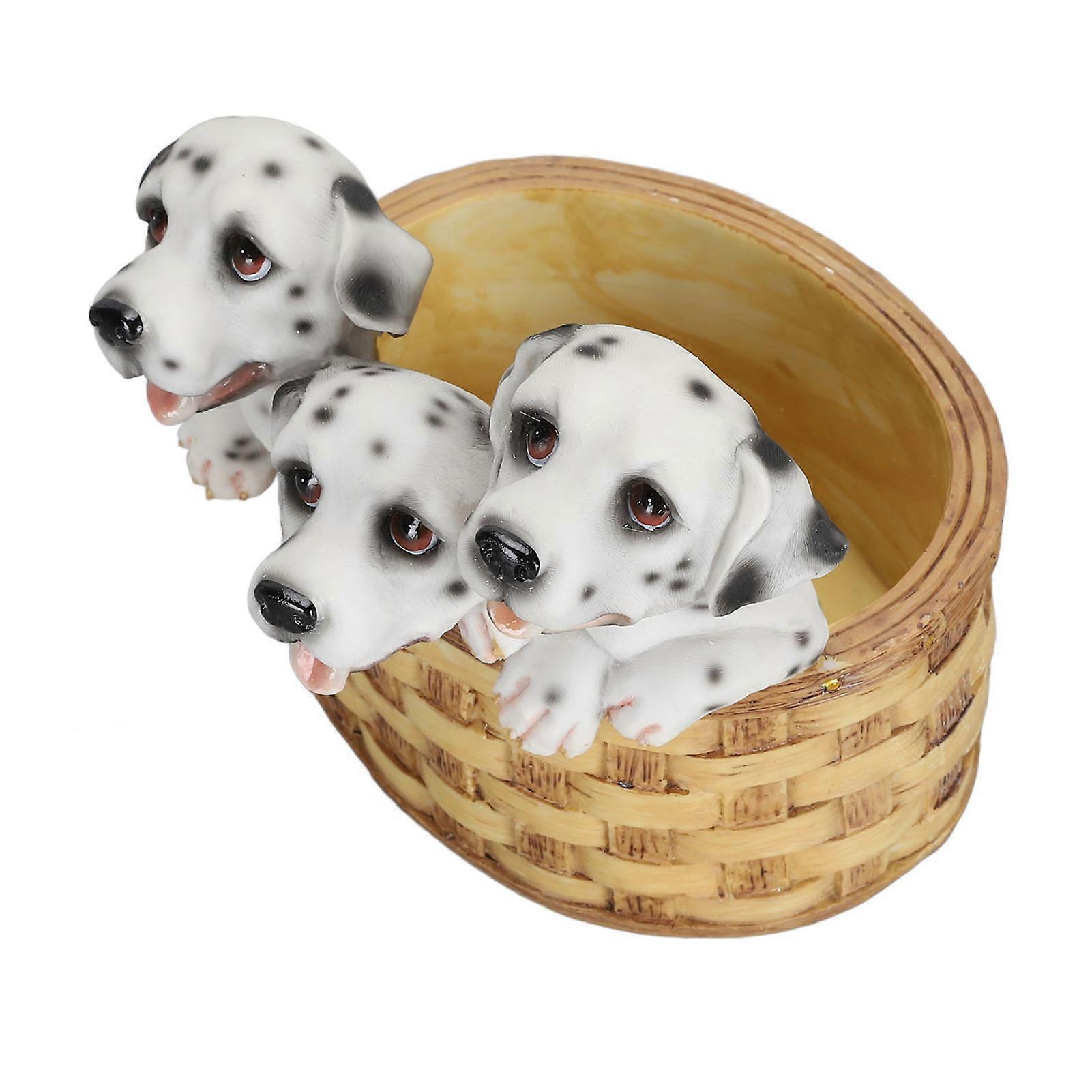 Dog Planter Pot Cute Dalmatian Resin with Drainage Hole Puppy Succulent Pot for Garden 