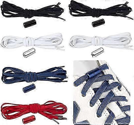 6 Pairs of Universal Elastic Shoelaces for Kids and Adults, With Metal Button Closure System, Suitable for Sports Shoes, Running Shoes, Casual Shoes,