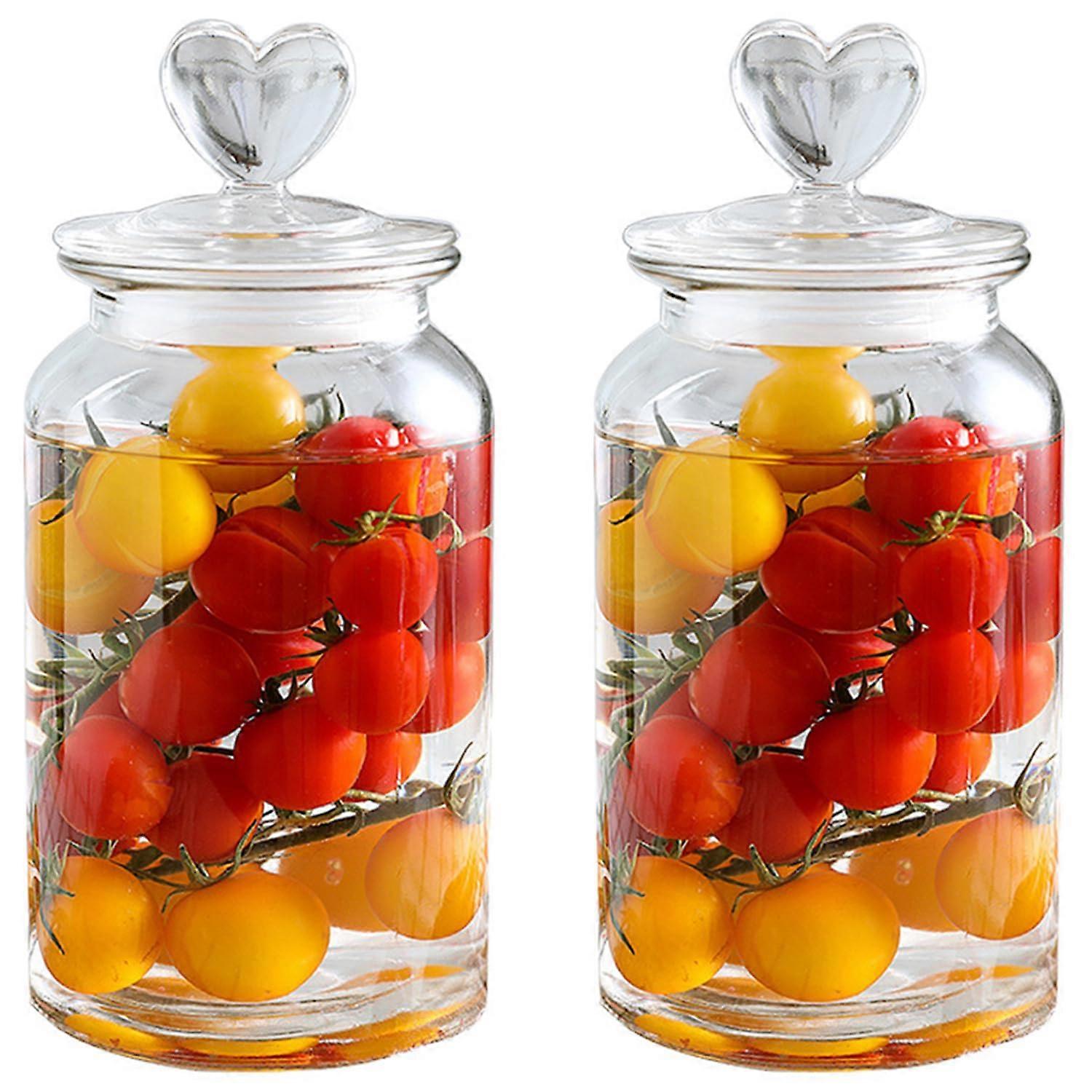 Set of transparent heart-shaped jars for storing candy and cookies, 45 oz