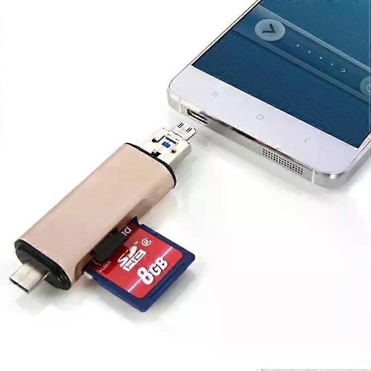 3 in 1 SD/TF Card Reader-Type-C,Micro USB & USB 2.0 for OTG Devices -