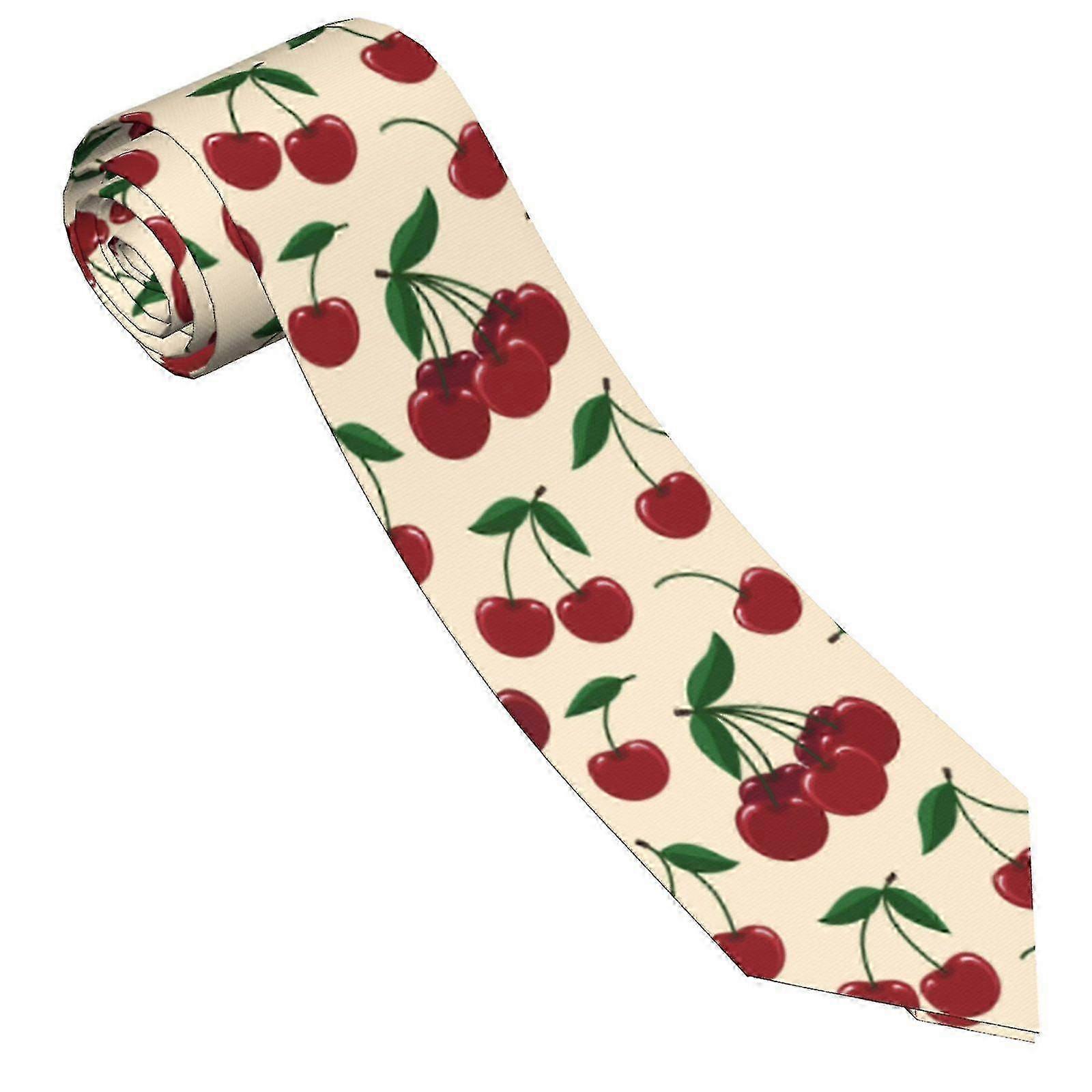 Cherry Pattern Men's Skinny Necktie Business Wedding