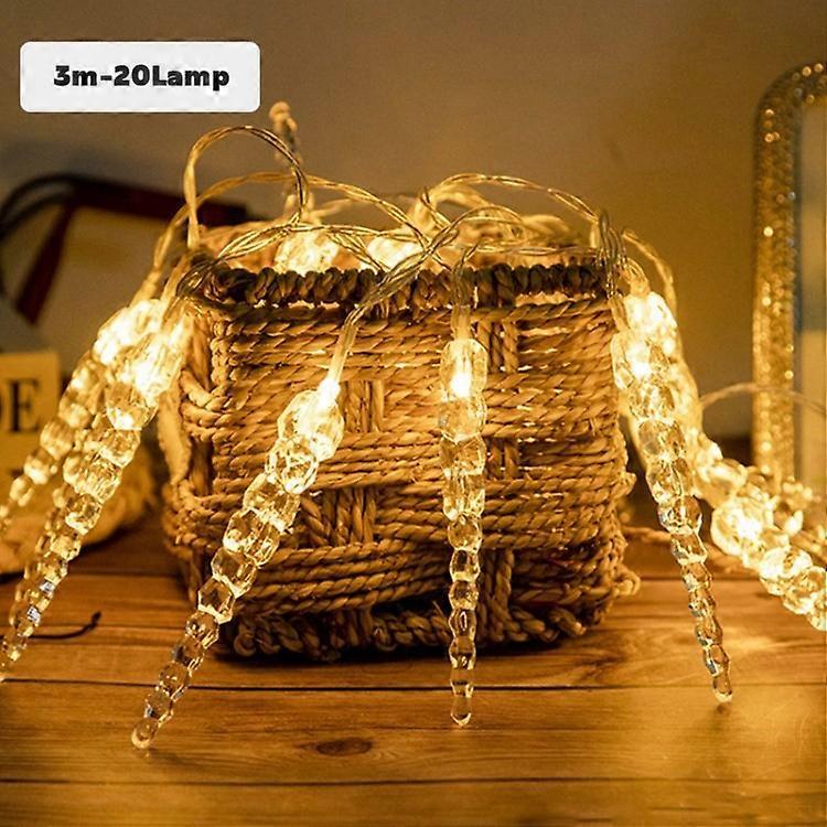 LED Icicle String Lights Batteridrevet Party Garden Ice Cone Lights
