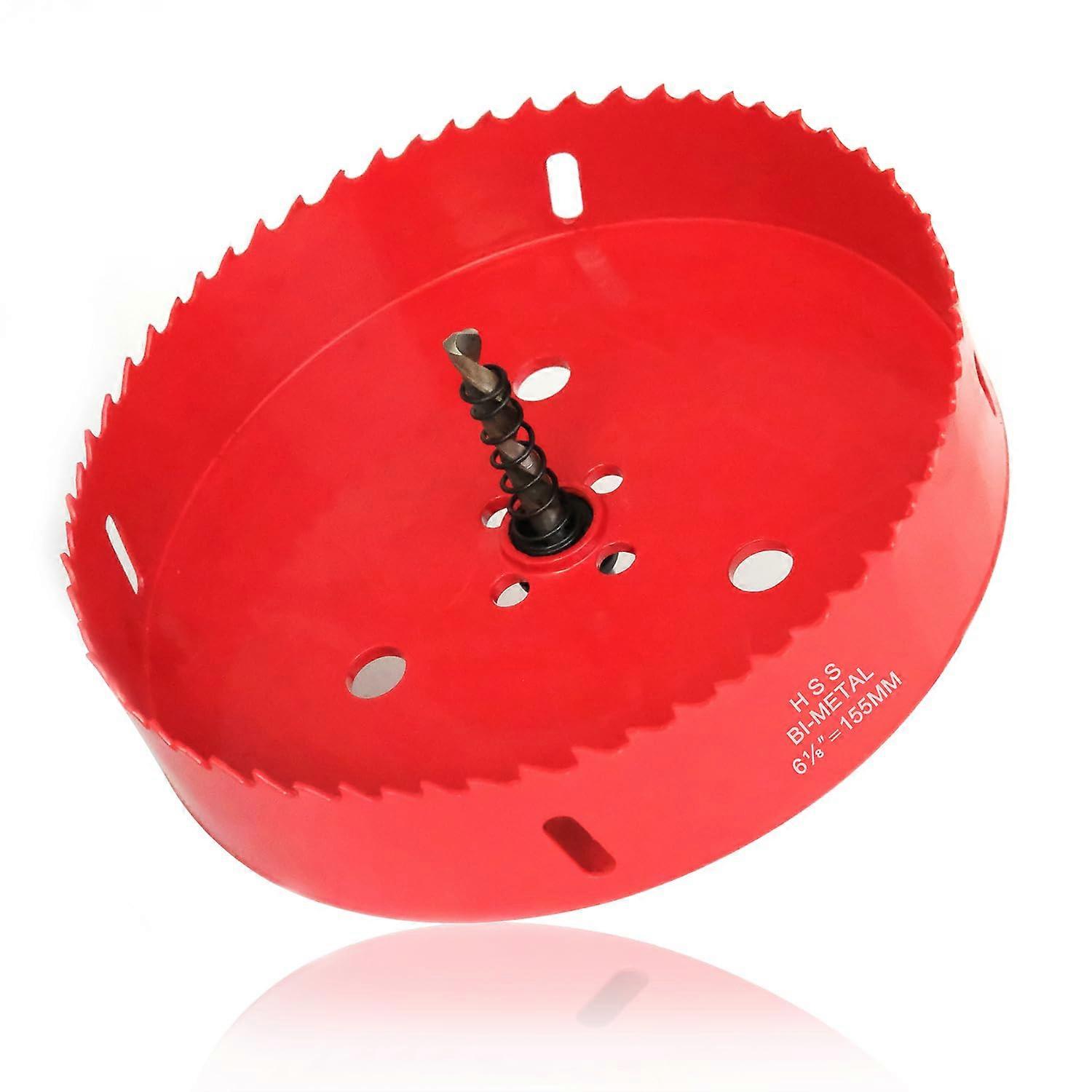 Hole Saw 6 1/8" Bi-Metal HSS Drill Cutter for Wood Drywall Plastic Ceiling with Mandrels, 155mm Size