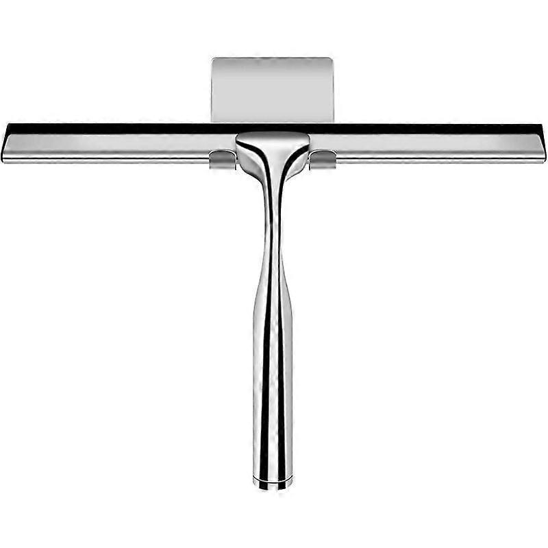 Shower Squeegee, Window Squeegee Stainless Steel Shower Squeegee 12 Inch Shower Squeegee with Wall Mount No Drilling for Shower Doors, Bathroom, Kitch