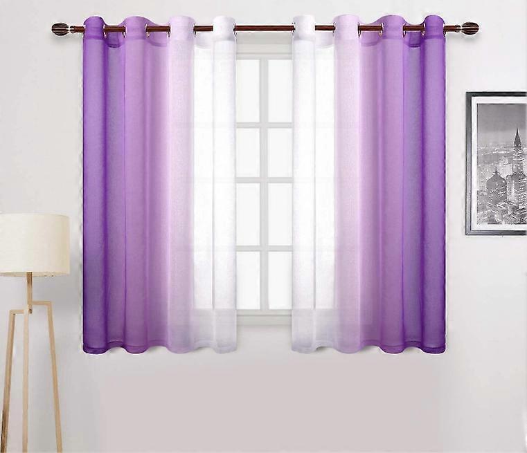 Curtain with gradient sheer pattern transparent decor (purple, 132*244cm, with perforations)