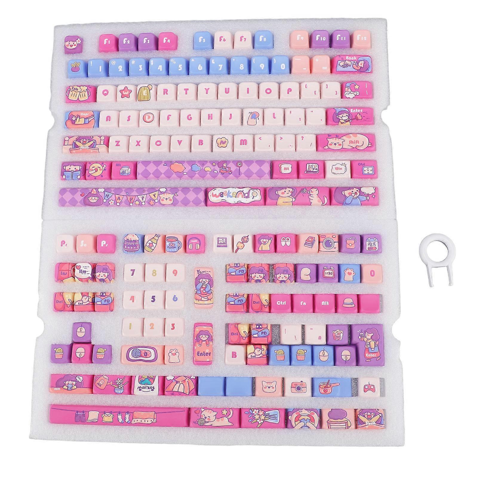 158 Keys PBT Keycap MDA Profile PBT Thermal Sublimation Decorative Keycaps for Mechanical Keyboard
