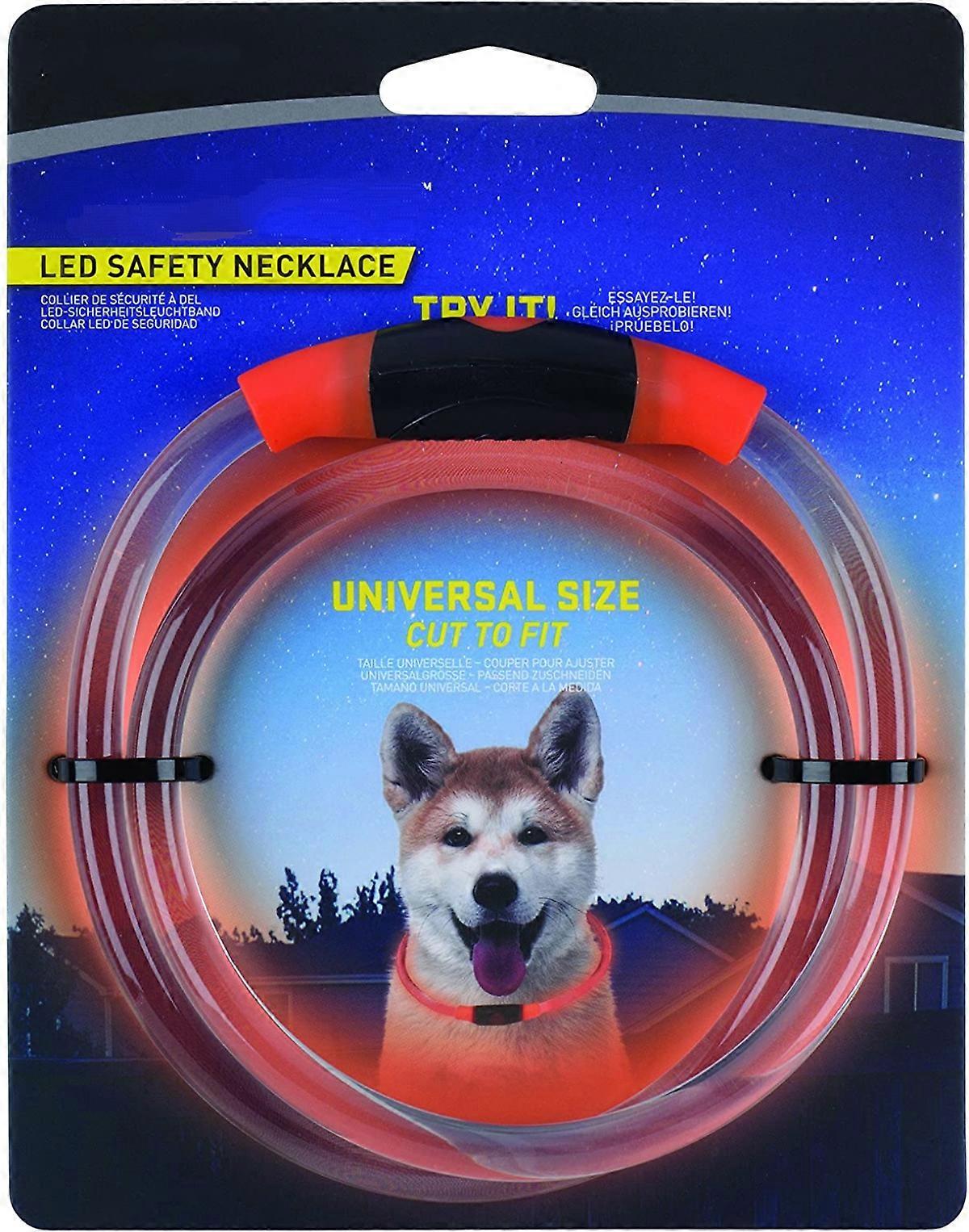 LED Safety Necklace, Reusable Visibility Necklace for PetsOrangeReplaceable Batteries