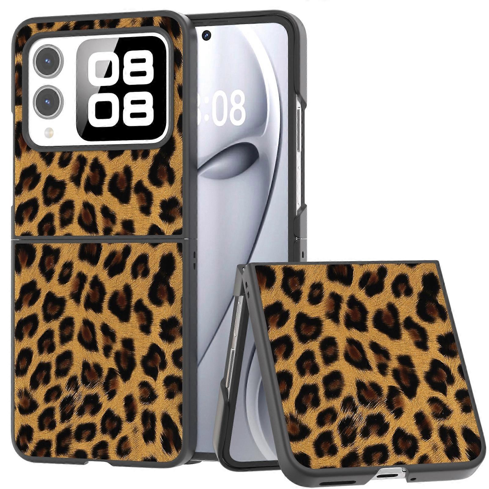 Black Frame Leopard Phone Case For Huawei nova Flip