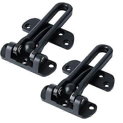 2 Pack Solid Door Security Guard with Gate Latches, Swing Bar Door Lock, Black Burglar-Proof Padlock Clasp for Home and Apartment