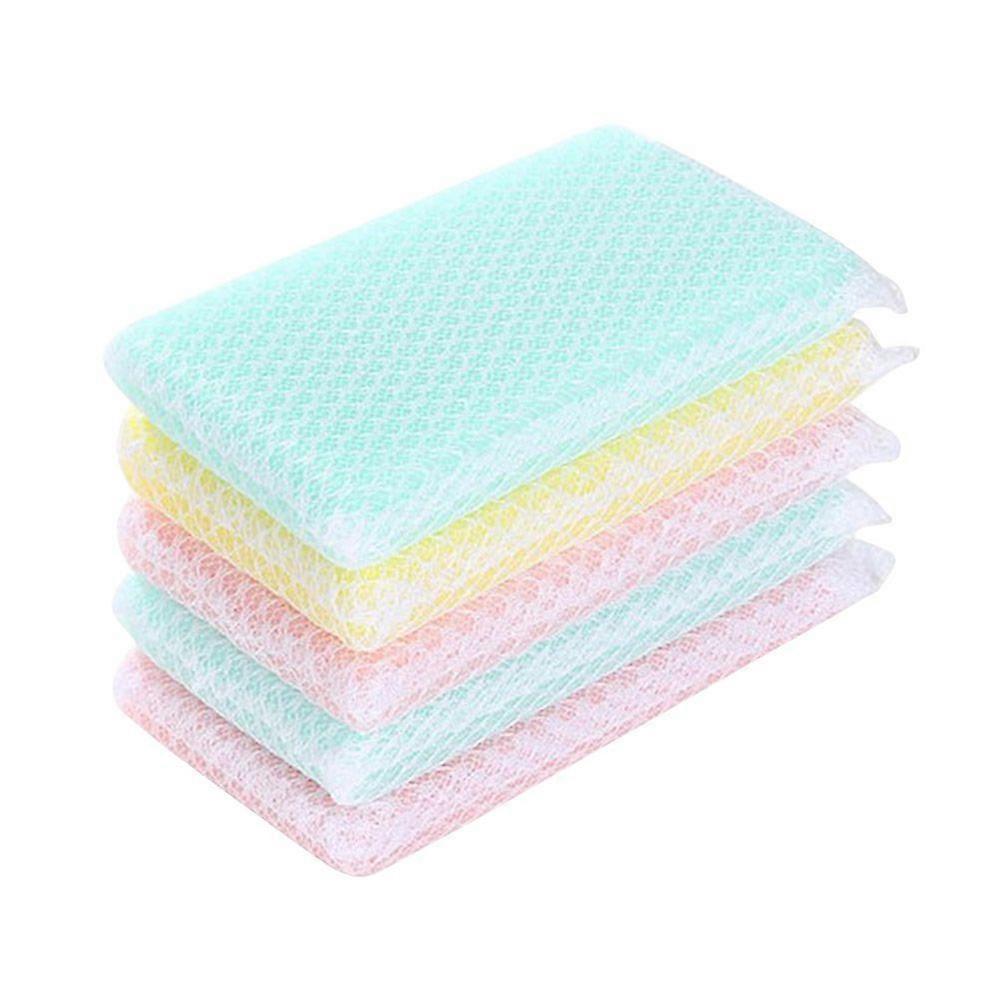 5pcs Net Cleaning Sponge Simple Practical Kitchen Cleaning Sponge for Dish Cup Bowl (Random Color)