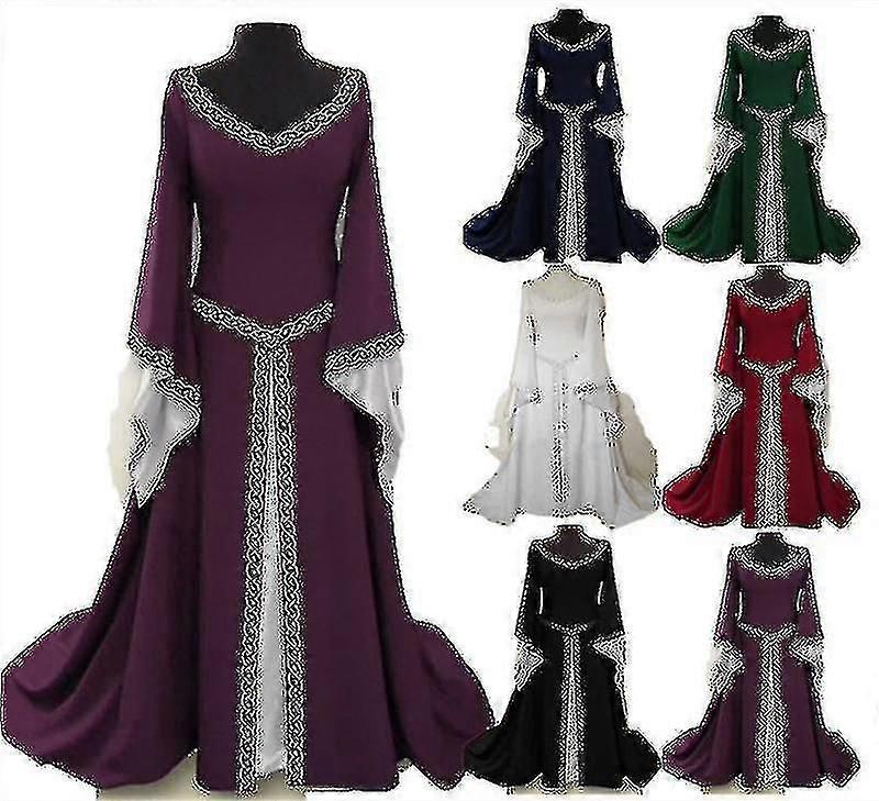 קלאסי ארוך ימי הביניים בגדי ריקוד נשים ליל כל הקדושים Party צווארון רזה שרוול מתרחב Dressfyfs1983164