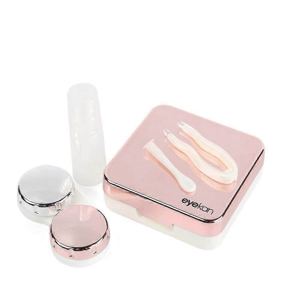 Travel Contact Lens Case Box with Mirror, Rose Gold, Compact Size, Durable Material, Ideal for Daily Use
