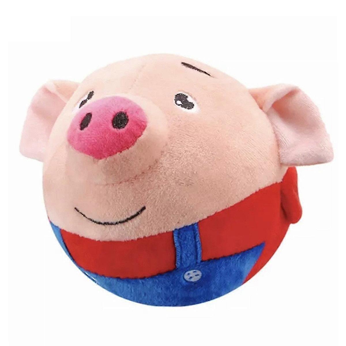 Active Moving Pet Plush Interactive Dog Toys, Moving Dog Ball Toy, Washable Cartoon Pig Plush Sound