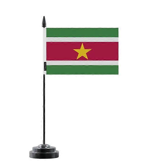 Table Flag of Suriname – 14 x 21 cm – Polyester – Black Plastic Base