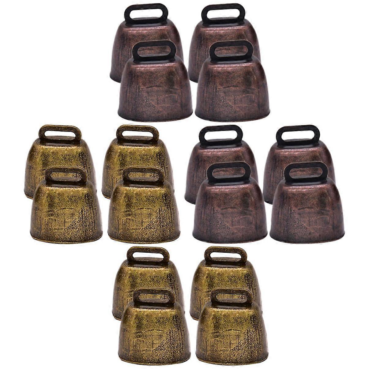 18pcs Metal Cowbell Tiny Bells for Crafts - Vintage Copper Cattle Bells, Decorative Farmhouse Style, 1.5 Inches