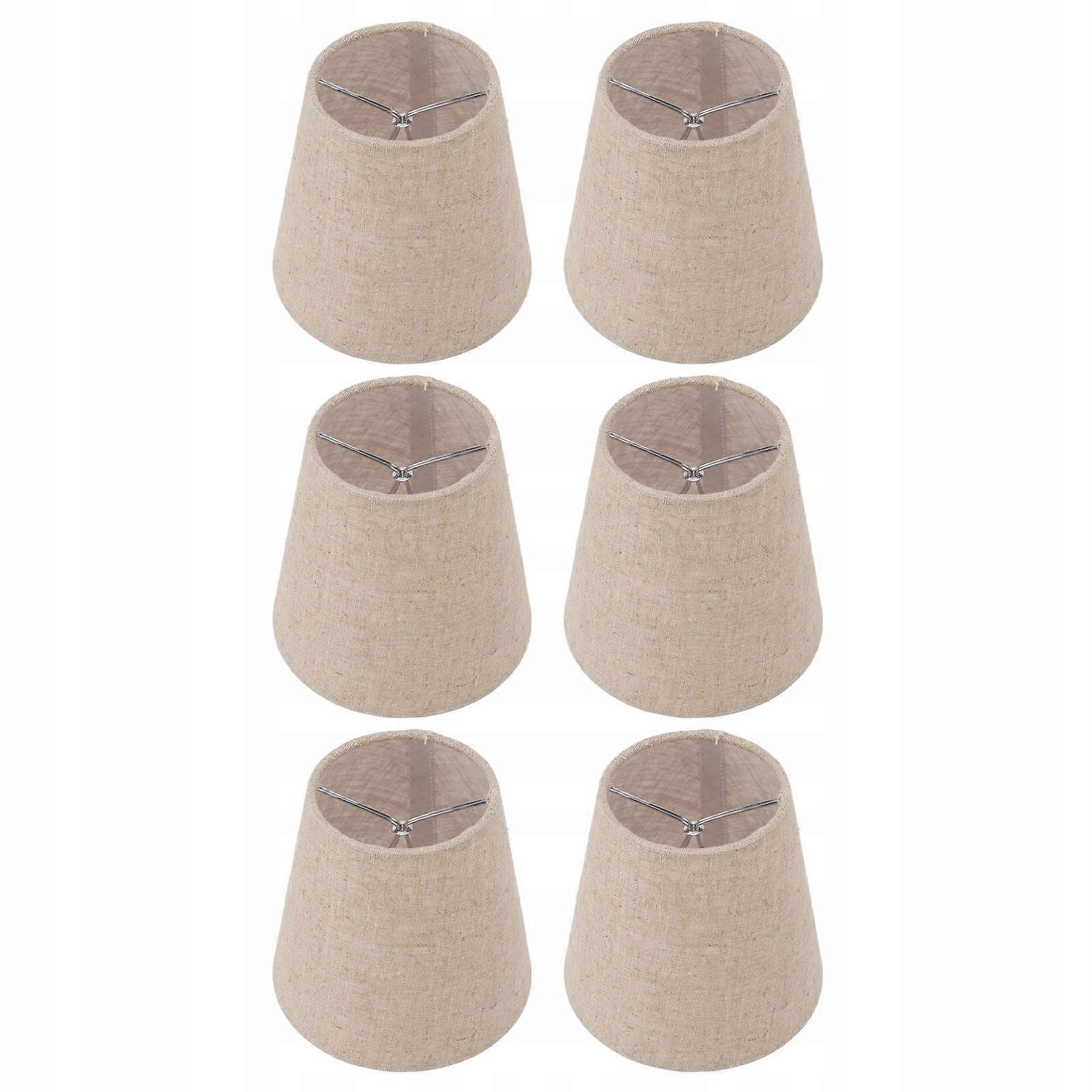 6 Pcs Small Lampshade With Clip On Linen Drum