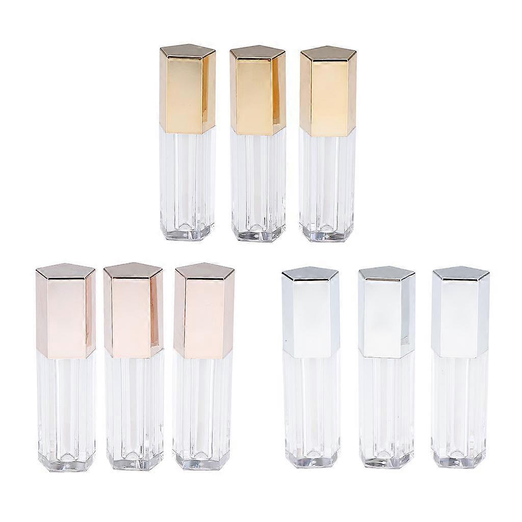 9pcs 5ml Clear Empty Lip Gloss Oil Tubes Lipstick Refillable Bottles Mini Sample