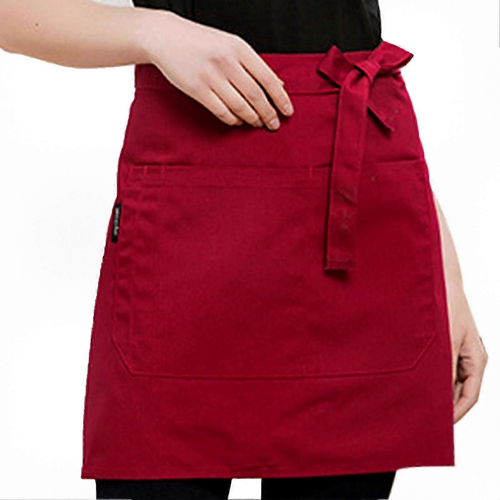 Unisex Waterproof Half Apron With Pocket Suitable for Chefs and Waitresses, Restaurant and Cafe Short Apron with Lace-up Design