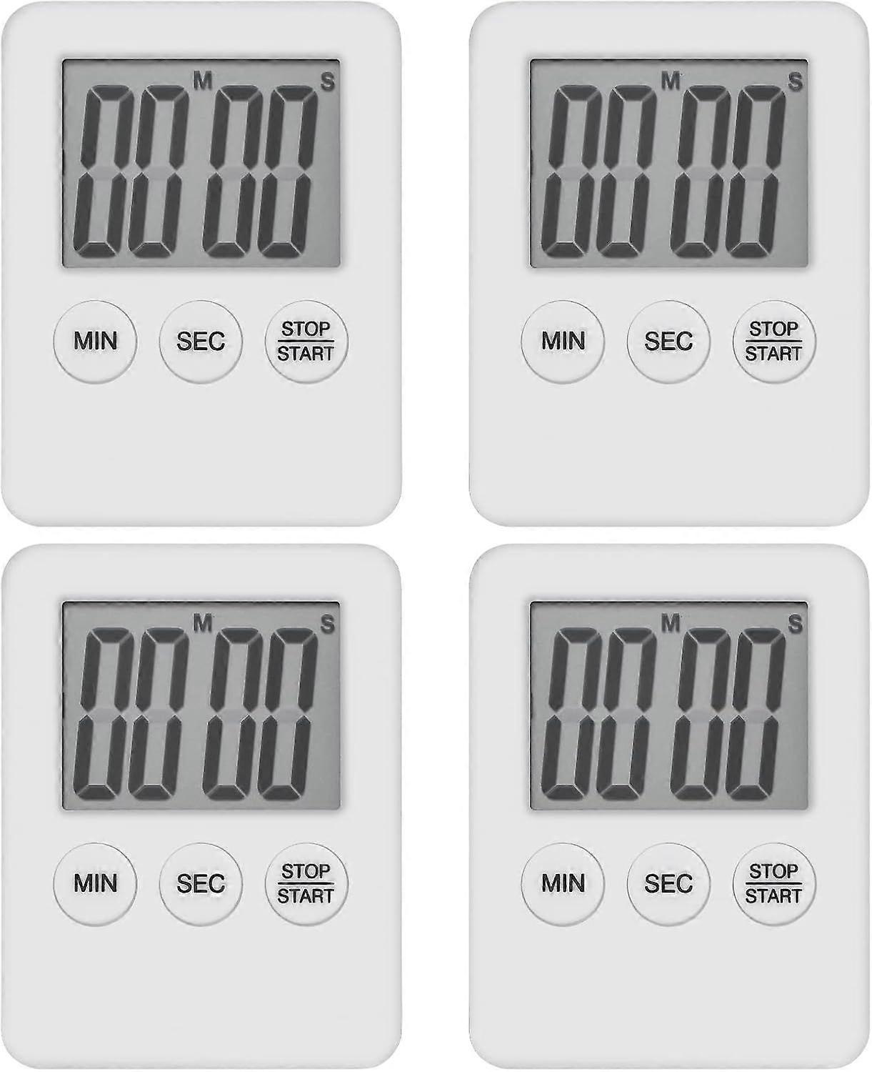4Pcs Digital Kitchen Timer Mini Magnetic Kitchen Timer LED Countdown Timer for Cooking, Gaming, Baking, Exercising