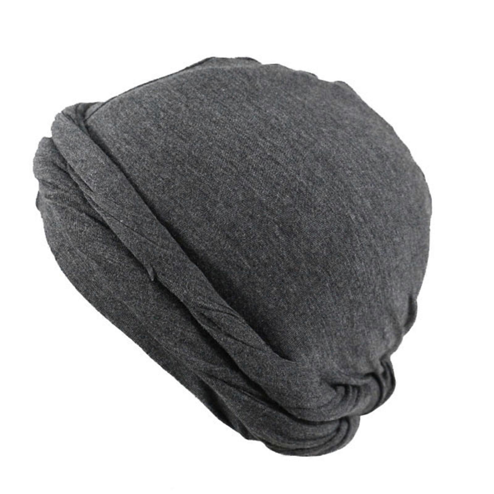 Turban for Men Satin Liner Turban Long Tail Design Head Wrap Elastic Head Scarf Durag One Size Fit Most 6 Color  Dark Grey M