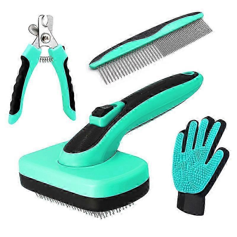 4 ADET Köpek Fırça Tarak Tırnak Makası ile Pet Bakım Seti