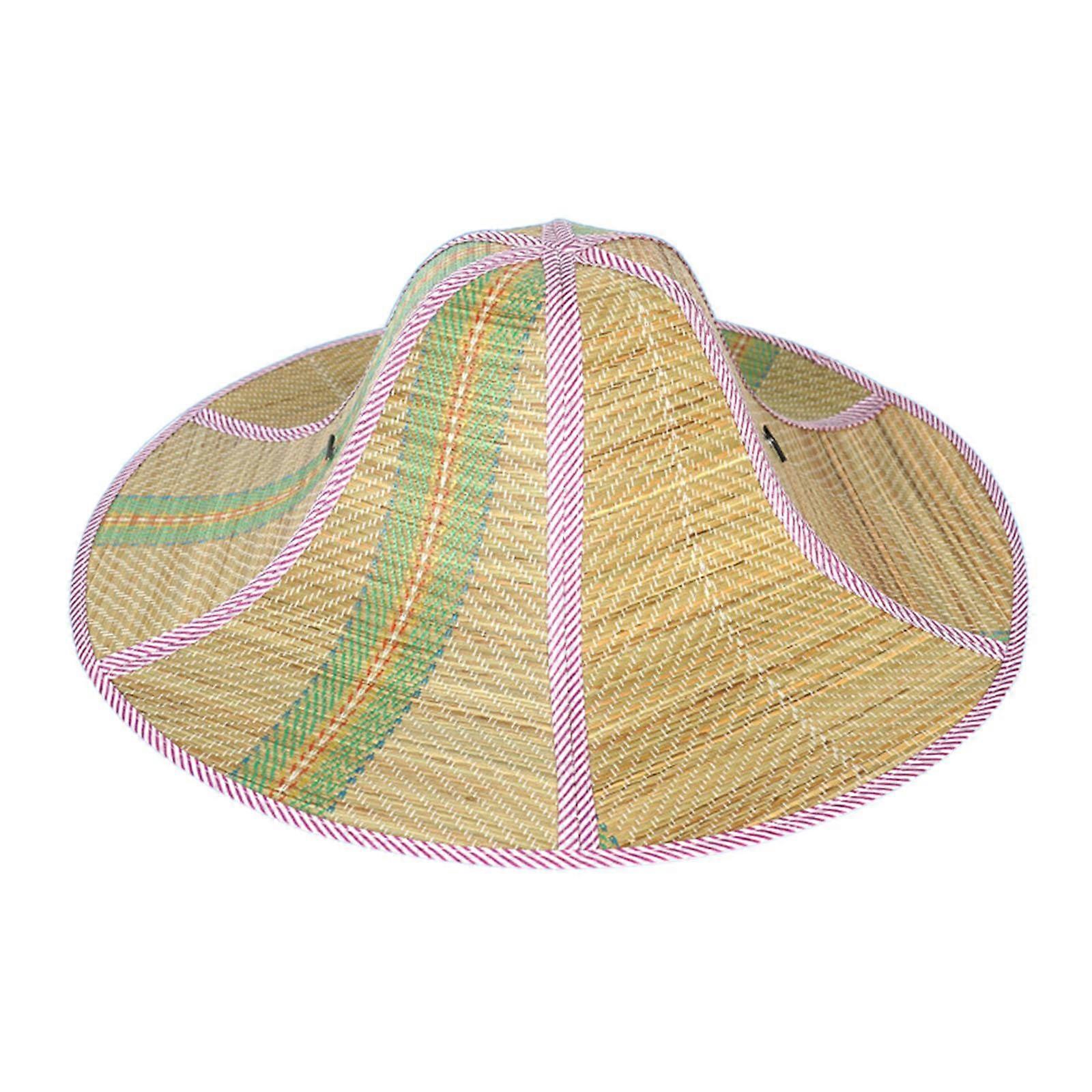 Foldable Woven Hat Sun Hats with Adjustable Drawstring Chin Strap Portable