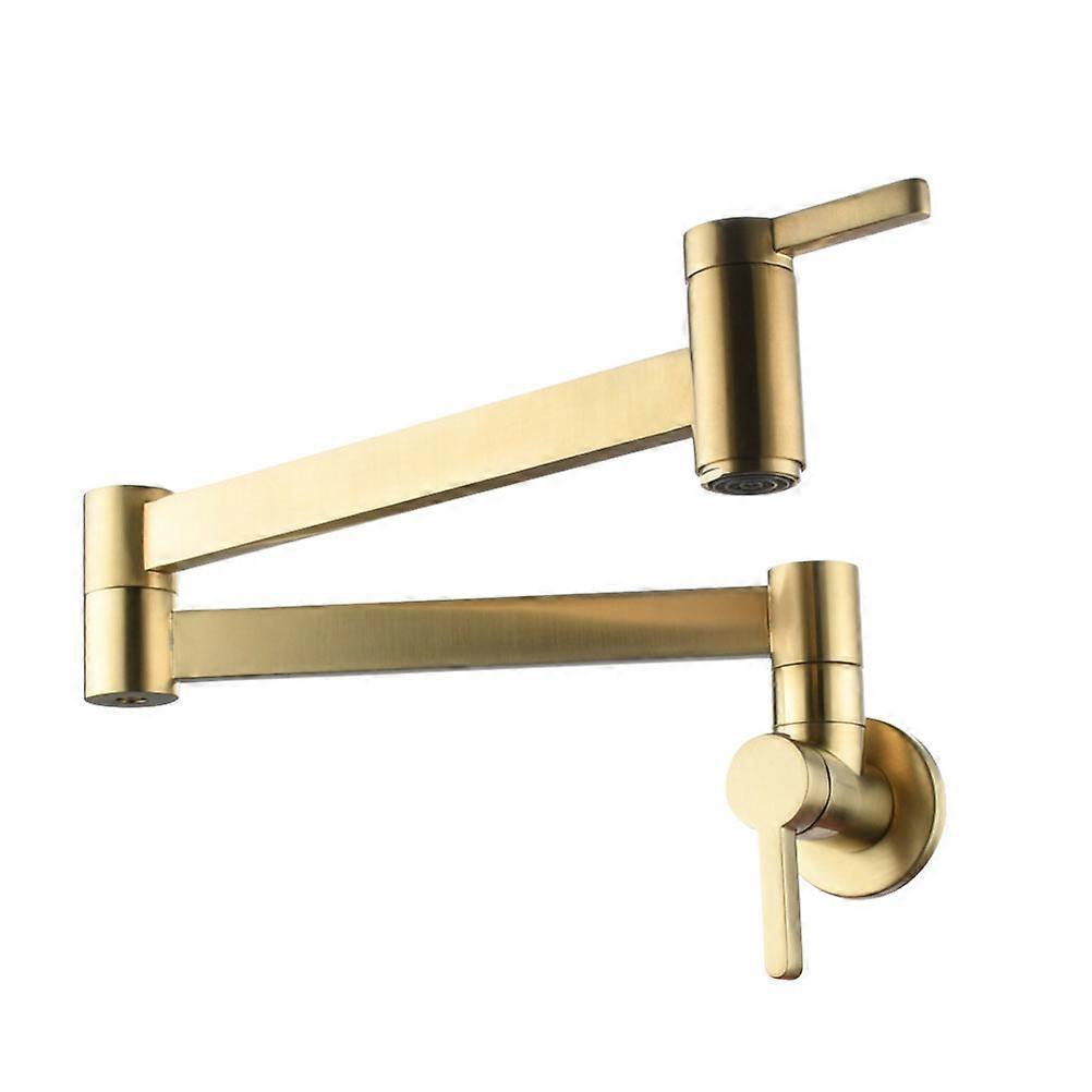 Foldable Copper Faucet with Double Switch Design for Kitchen and Bathroom Sinks, Swivel Wall Tap, Easy Installation, Cold Water Extension, Brushed
