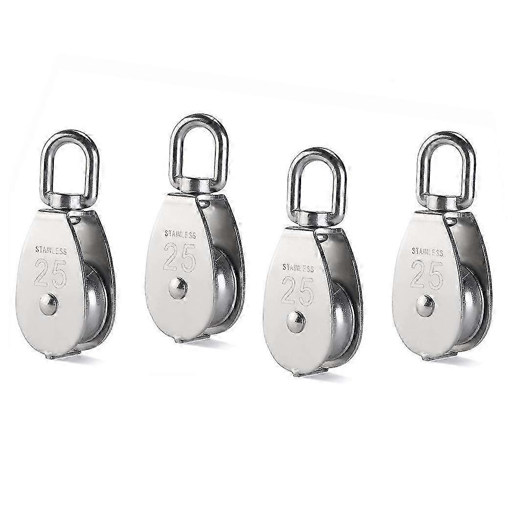 4Pcs M25 Stainless Steel Pulley Block with Hook