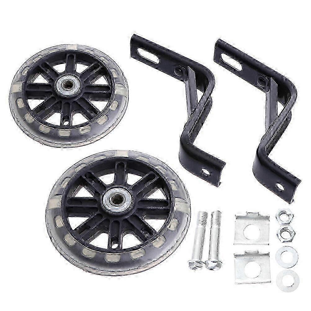 12" Kinder Fahrrad Stützräder mit blinkenden Lichtern - Schwarz (2er Pack)