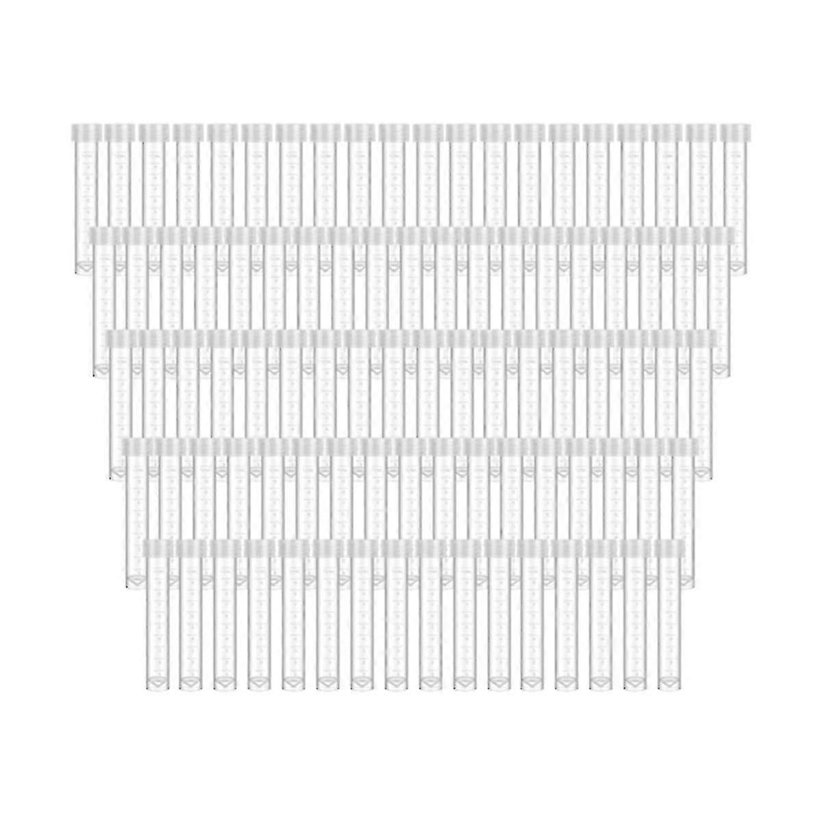 100 قطعة 10 مل أنابيب اختبار بلاستيكية مع أغطية ، قوارير تخزين صغيرة واضحة مع أغطية مانعة للتسرب